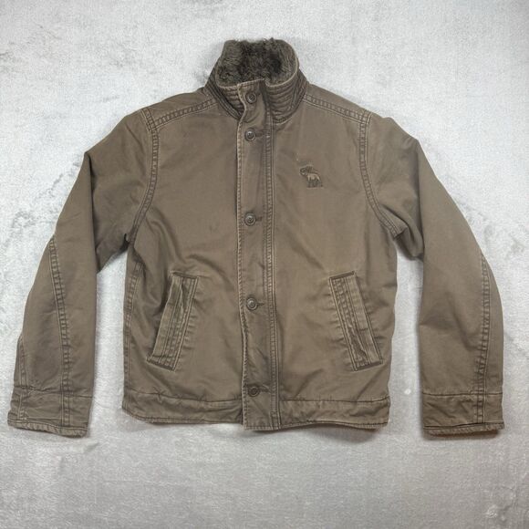 Vintage Abercrombie Fitch Jacket Mens XL Green Adirondack Faux Fur Sherpa Lined - Picture 1 of 9